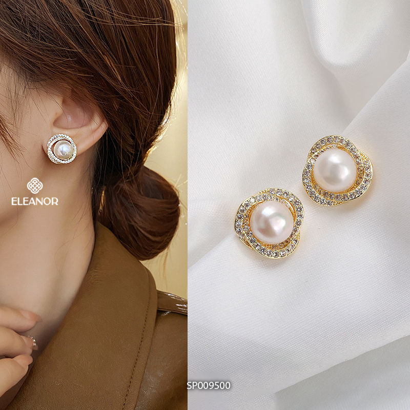 Bông tai nữ chuôi bạc 925 Eleanor Accessories ngọc trai nhân tạo phụ kiện trang sức khuyên tai 9485