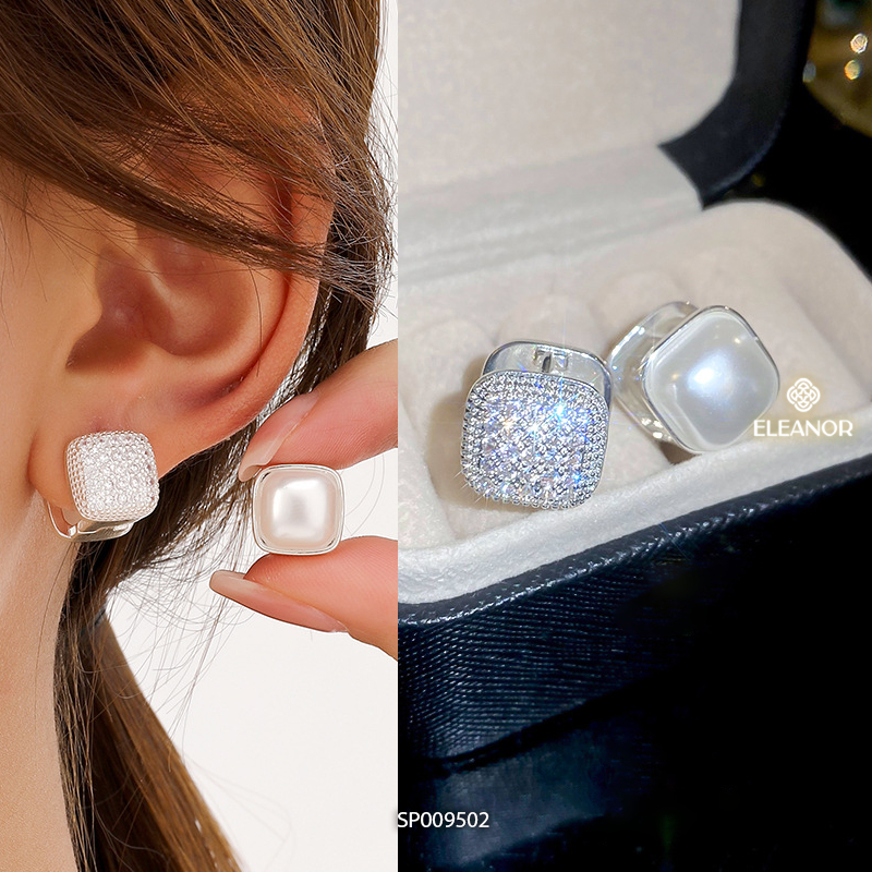 Bông tai nữ chuôi bạc 925 Eleanor Accessories ngọc trai nhân tạo phụ kiện trang sức khuyên tai 9485
