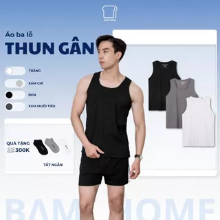 Áo ba lỗ nam vải thun gân co giãn BAMIHOME áo tanktop nam tập gym thoáng mát sát nách ATT05