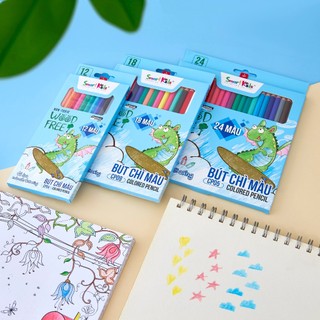 Bút chì màu Smartkids SK-CP04 woodfree 12 màu tô dành cho bé từ 6 tuổi đến 12 tuổi, màu sắc tươi sáng