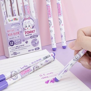 Hộp 12 Bút gel xóa được Smartkids Dino EG02 ngòi 0.5mm mực tím, mực xanh, mực đen