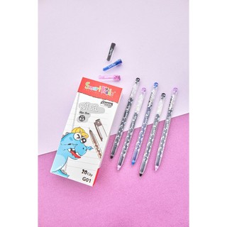 Combo 10 bút gel Smartkids Dino G01 mực tím, mực xanh, mực đen (0.5 mm)