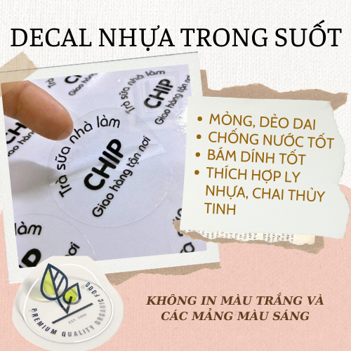 In theo yêu cầu  Tem nhãn decal, 𝟏 tờ A3 (32 x42cm) tem nhãn dán in logo , nhận in từ 5 tờ