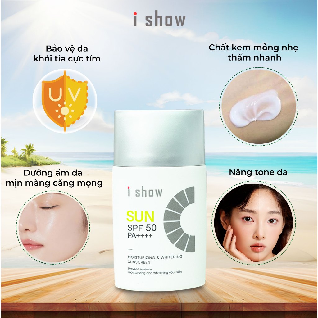 Ảnh Kem Chống Nắng I SHOW Nâng Tone 12h SPF 50+ PA++++ Dưỡng Ẩm Trắng Da Kiềm Dầu Chống Nước Chống Nắng 3