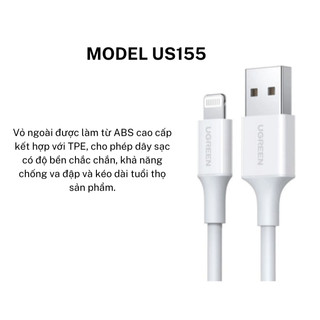 Cáp sạc Lightning MFI UGREEN US155/US291 cho iP / iPad / iPod dòng 2.4A dài 1m 2m - Bảo hành 18 tháng 1 đổi 1 60156