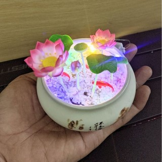 Lư sen đất sét Nhật đèn led