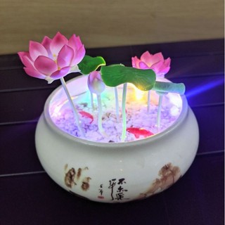 Lư sen đất sét Nhật đèn led