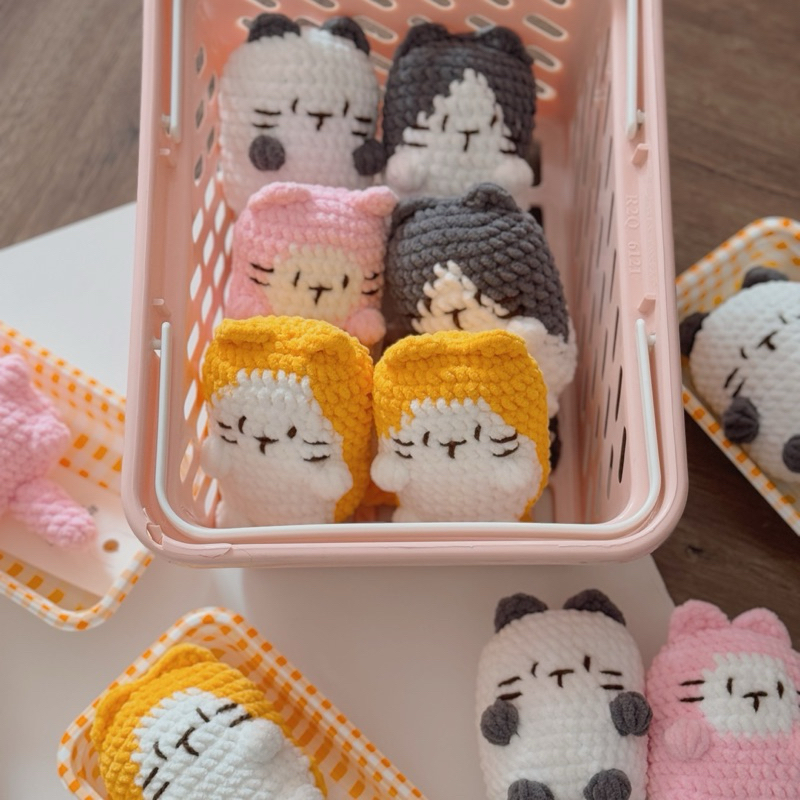 Móc Khoá Len Nhung Đũa Hình Con Mèo Ú Dễ Thương Handmade