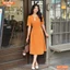 Đầm thiết kế BEMINE cổ tròn nơ lá cách điệu dáng chữ A phù hợp đi làm, đi chơi-MT10000