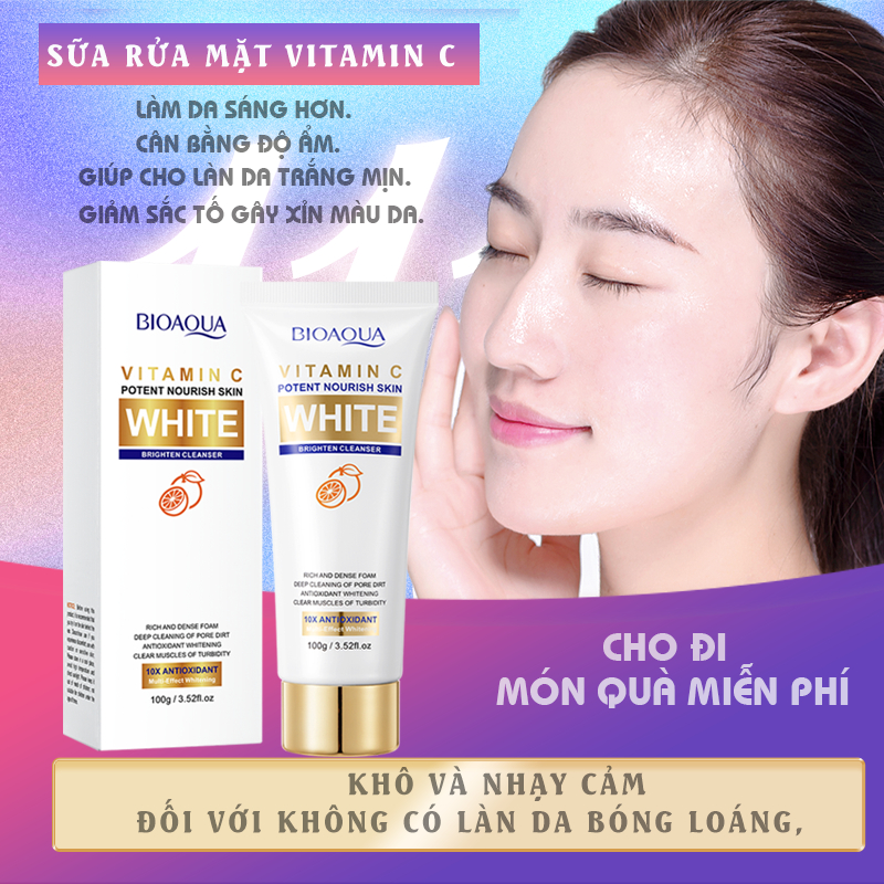 Sữa Rữa Mặt Cấp Ẩm Trắng Lấy Sạch Bụi Bẩn Giúp Da Trắng Trẻ Hóa, Kiểm Soát Dầu,Nó rất giàu vitamin C 100g