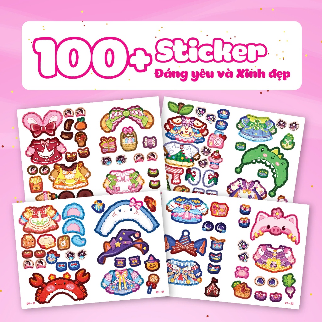 Ảnh Sách Mini Fashion - Baby Three (Bóc dán hơn 100+ stickers váy, phụ kiện xinh đẹp) cho bé gái 3