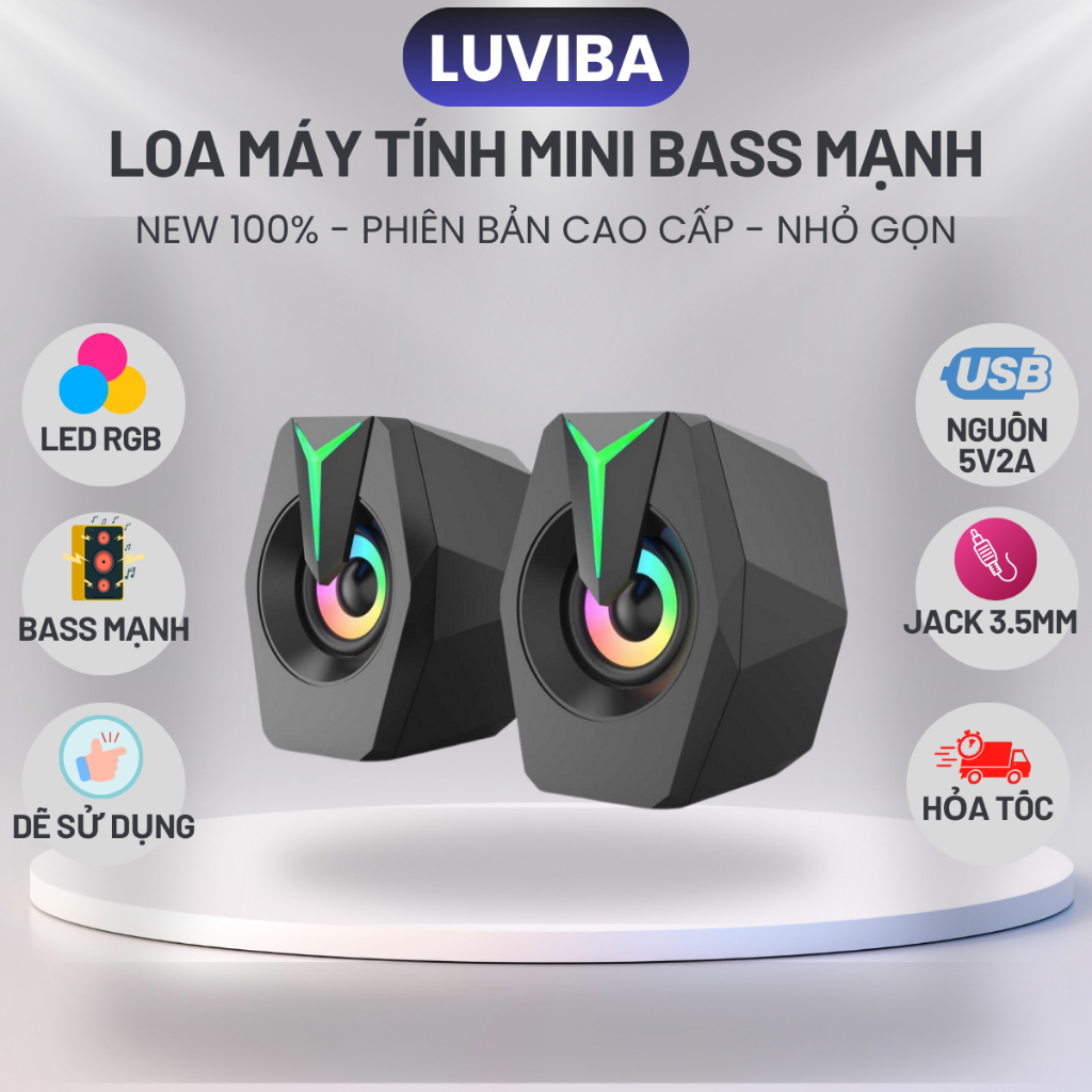 Loa máy tính vi tính LED RGB mini laptop để bàn bass mạnh giá rẻ LUVIBA ...