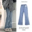 Quần jean ống loe nữ cạp lưng cao KYUBI màu xanh nhạt Retro phong cách Hàn quốc (Có bigsize) - Quần ống bass vẩy JL68