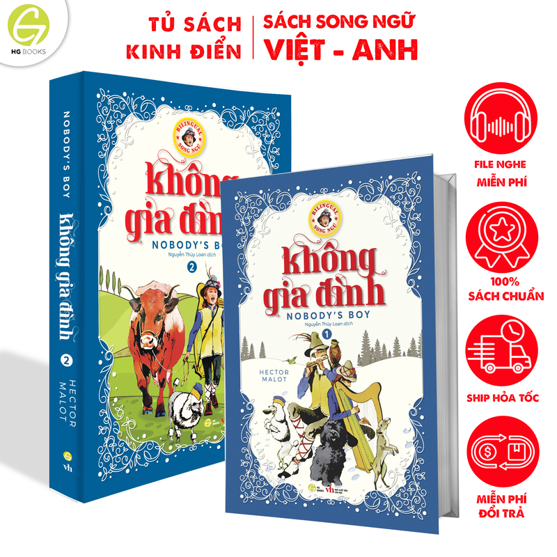 Ảnh Combo 2 Cuốn Sách Không Gia Đình - Truyện Song Ngữ Kinh Điển Có Note Từ Vựng Và File Nghe - HG Books 1