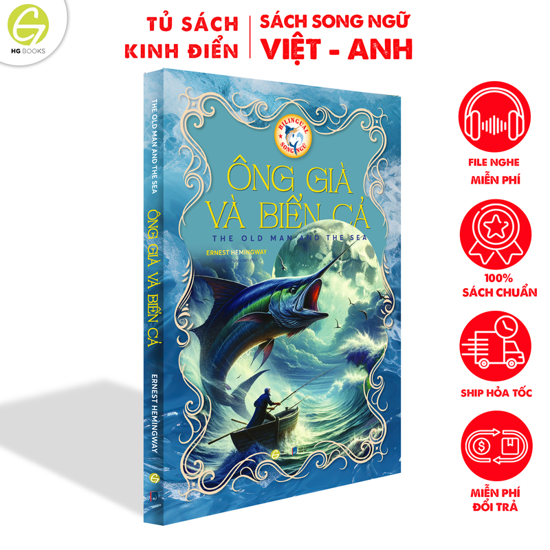Ảnh Sách song ngữ Ông Già Và Biển Cả kinh điển kèm theo note từ vựng và file nghe - HG Books 1