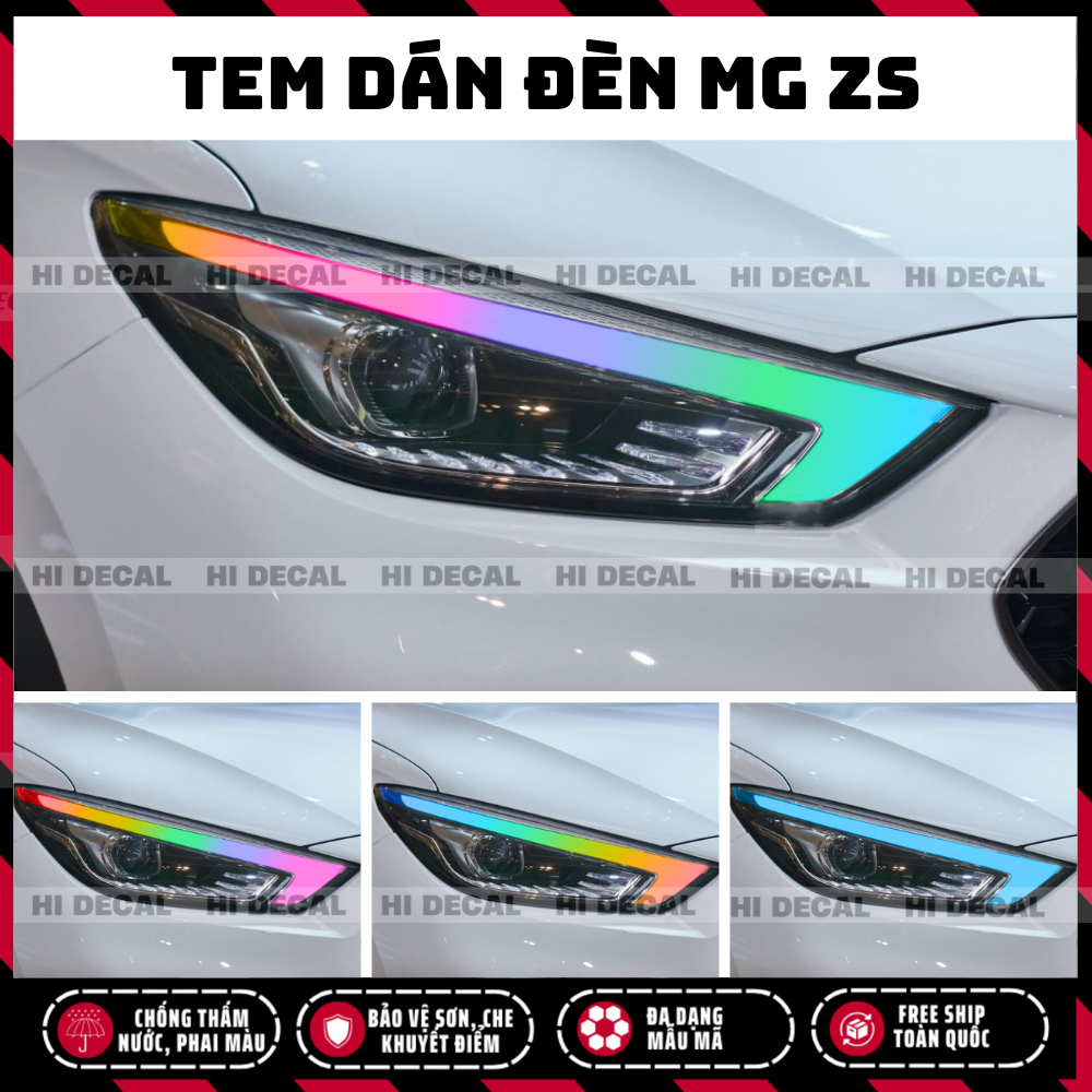 Tem dán đèn xe MG ZS, Tem trang trí cao cấp chống thấm nước, bền màu, chịu nhiệt tốt