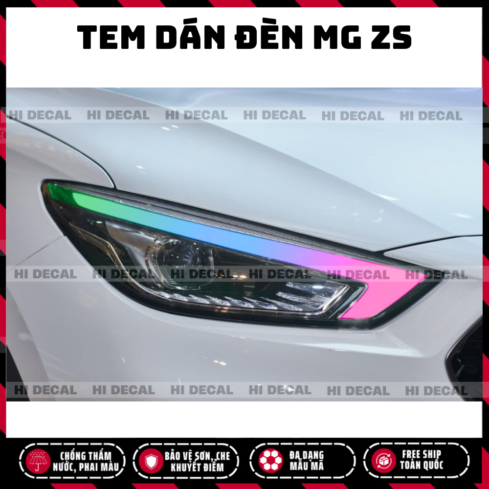 Tem dán đèn xe MG ZS, Tem trang trí cao cấp chống thấm nước, bền màu, chịu nhiệt tốt