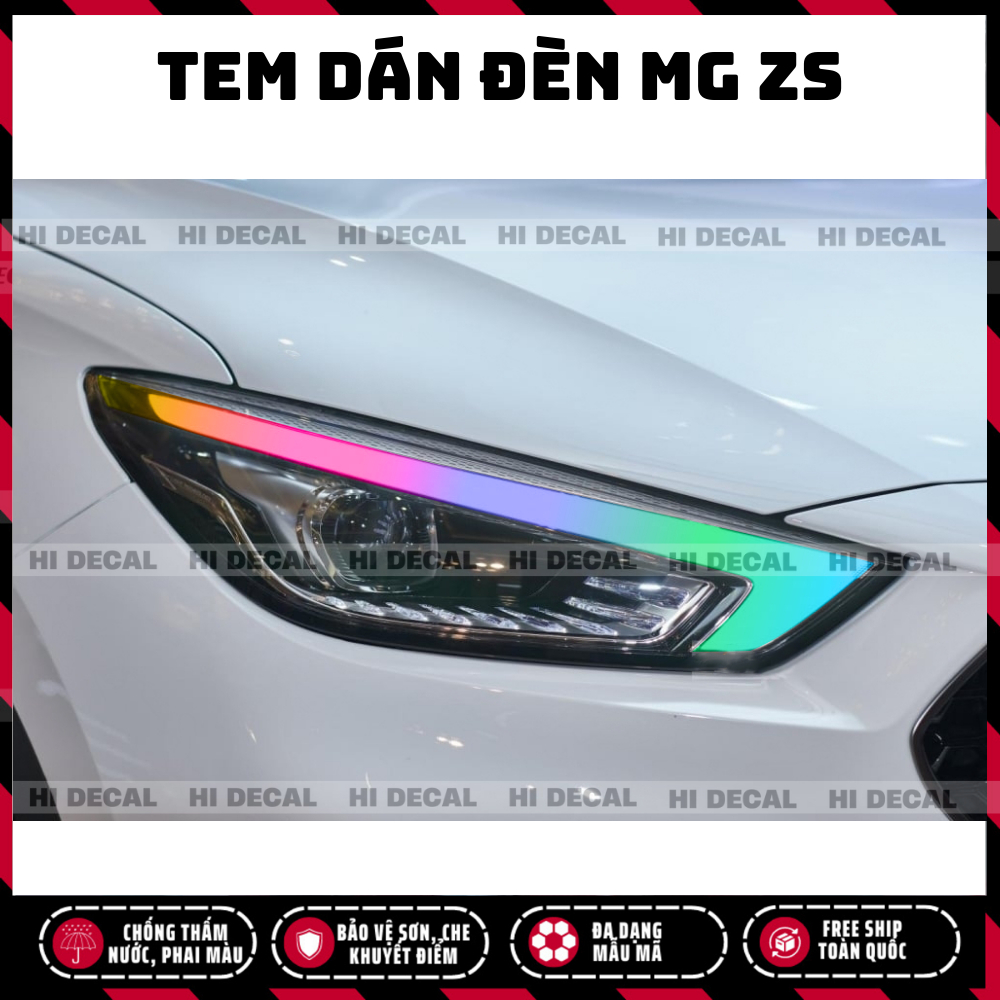 Tem dán đèn xe MG ZS, Tem trang trí cao cấp chống thấm nước, bền màu, chịu nhiệt tốt