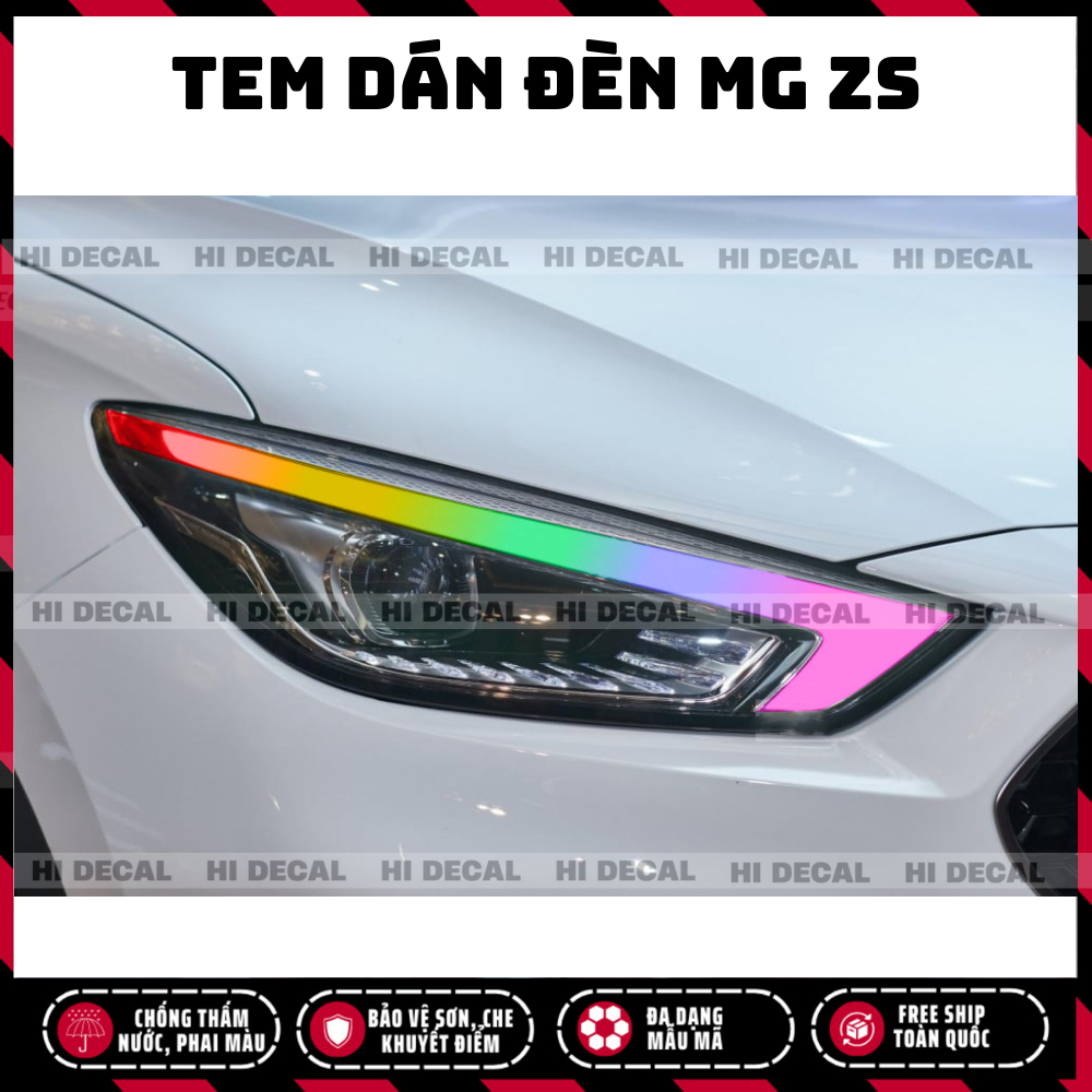 Tem dán đèn xe MG ZS, Tem trang trí cao cấp chống thấm nước, bền màu, chịu nhiệt tốt