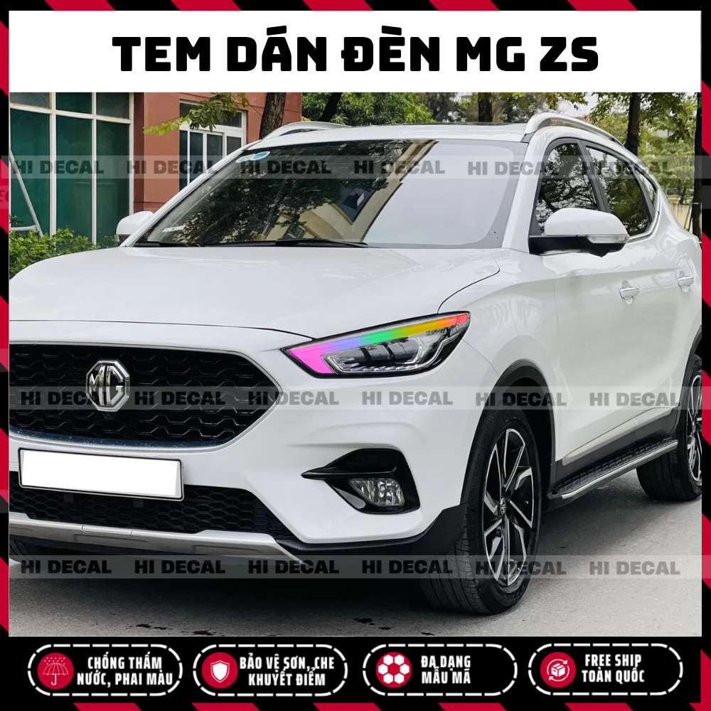 Tem dán đèn xe MG ZS, Tem trang trí cao cấp chống thấm nước, bền màu, chịu nhiệt tốt