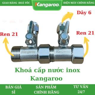 Bộ Chia Nước, Khoá cấp nước inox KANGAROO chính hãng - Dây 6 [ dập nổi chữ Kangaroo ]