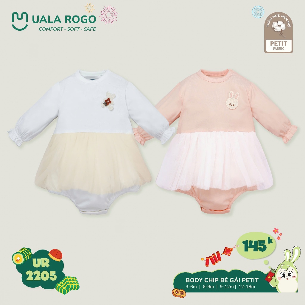 (5,5-12kg) Bộ BodySuit Cho Bé Sơ Sinh Thoáng Mát UalaRogo UR3638 UR2204 UR2205 UR2200 UR2224 UR3719 UR2361