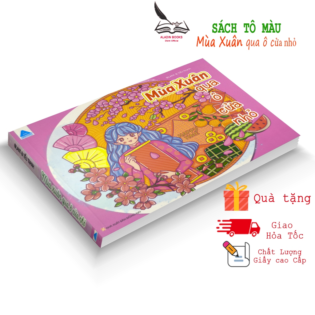 Sách-Tô Màu Mùa Xuân Qua Ô Cửa Nhỏ- Quà Tặng Kèm Theo- Chất Lượng Giấy Cao Cấp Lant Tiểu Tranh