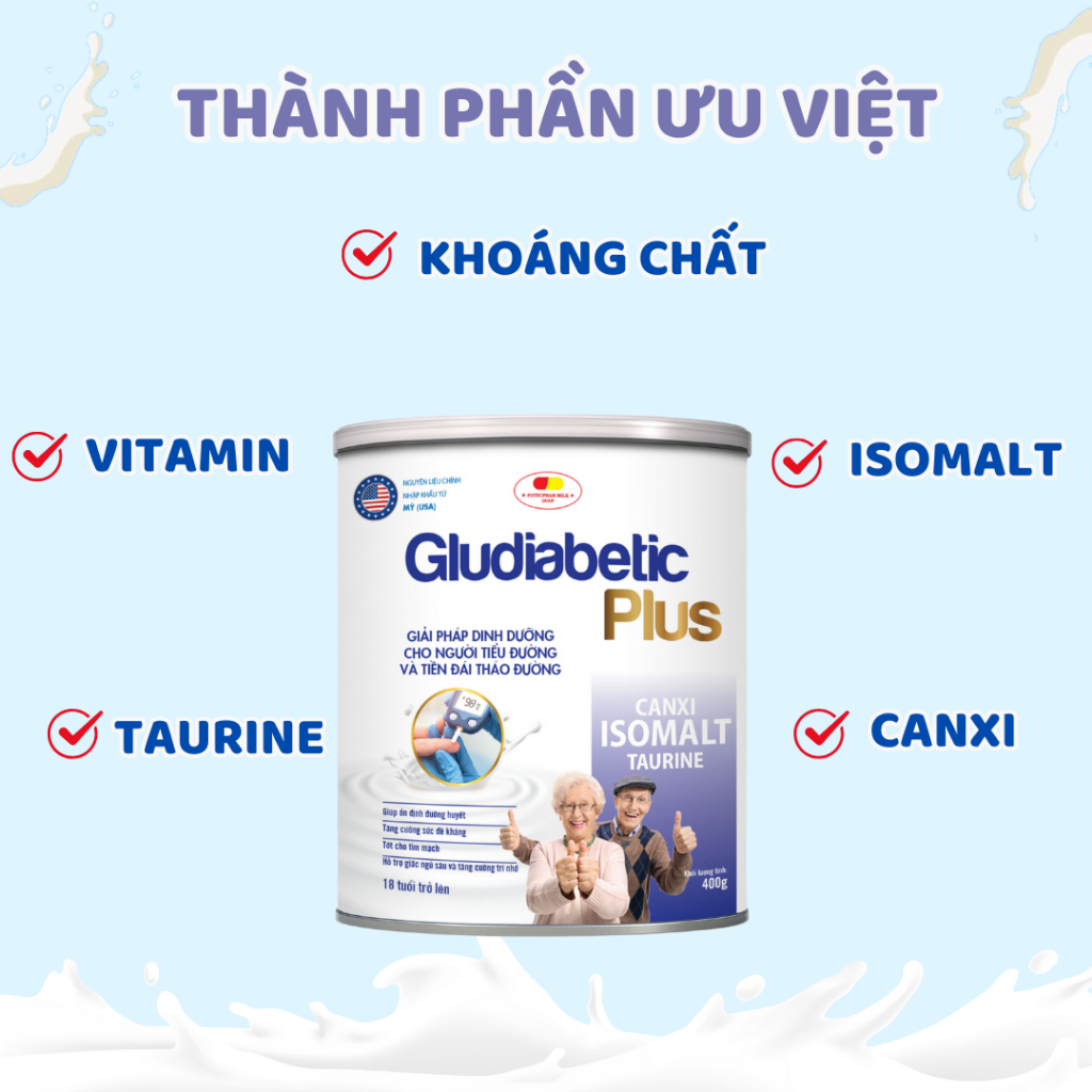 Sữa Tiểu Đường Kiểm soát đường huyết cho người Tiểu Đường Gludiabetic Plus Chính Hãng