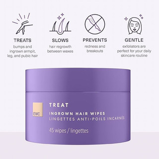 tẩy tế bào chết AHA & BHA làm giảm vết sưng do dao cạo,lông mọc ngược EWC 45 miếng European Wax Center