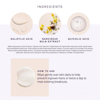 tẩy tế bào chết AHA & BHA làm giảm vết sưng do dao cạo,lông mọc ngược EWC 45 miếng European Wax Center