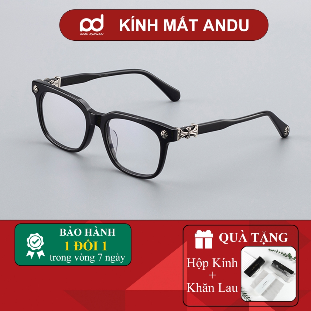 Ảnh Gọng kính cận thời trang nam nữ ANDU phong cách Chrome Heart dáng vuông nhựa cao cấp - 2273 1