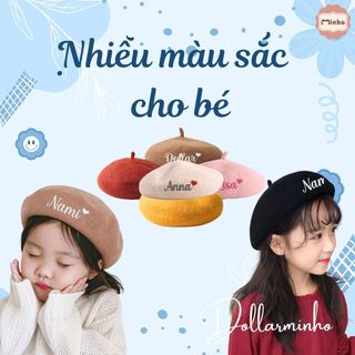 Mũ nồi dạ THÊU TÊN cho bé từ 1 đến 5 tuổi phong cách hàn quốc