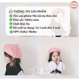 Mũ nồi dạ THÊU TÊN cho bé từ 1 đến 5 tuổi phong cách hàn quốc