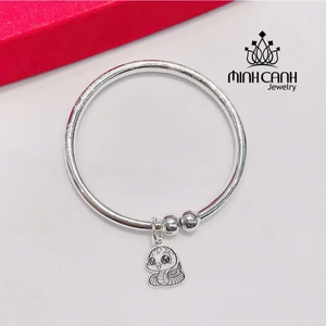 Kiềng Bạc Mix Charm Con Rắn Khắc Tên Cho Bé - Minh Canh Jewelry