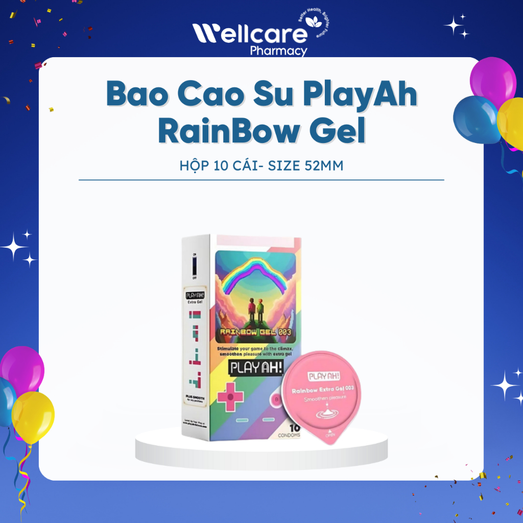 Bao Cao Su PlayAh RainBow Gel - Hộp 10 cái - Size 52mm. | Shopee Việt Nam