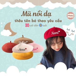 Mũ nồi dạ THÊU TÊN cho bé từ 1 đến 5 tuổi phong cách hàn quốc