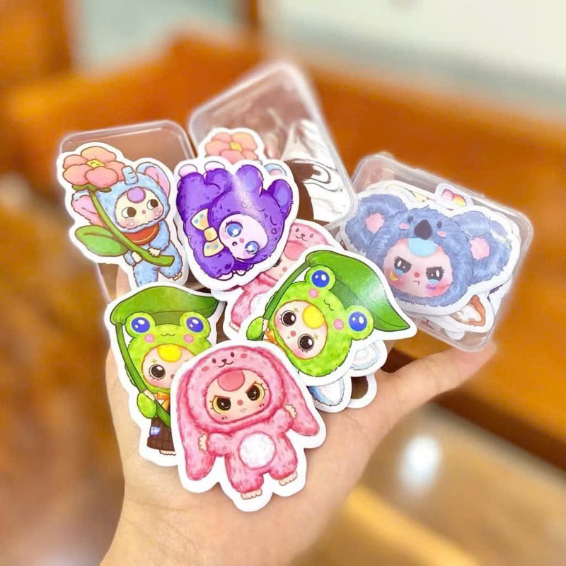 Combo 8 hộp Sticker Baby Three, hình dán Baby three trang trí sổ tay ...
