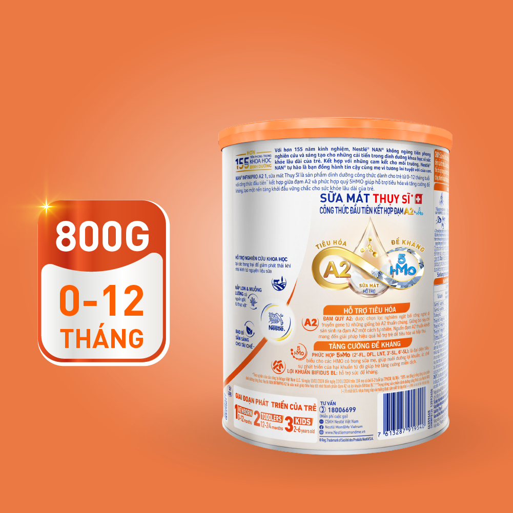 Ảnh Sữa bột Nestlé NAN INFINIPRO A2 1 800g nhập khẩu Thụy Sĩ với sự kết hợp độc đáo giữa đạm quý A2 và 5HMO 3