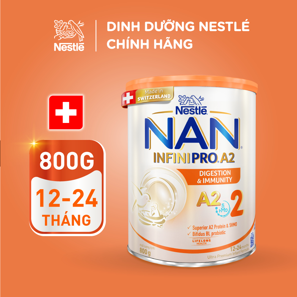 Ảnh Sữa bột Nestlé NAN INFINIPRO A2 2 800g nhập khẩu Thụy Sĩ  với sự kết hợp độc đáo giữa đạm quý A2 và 5HMO 1