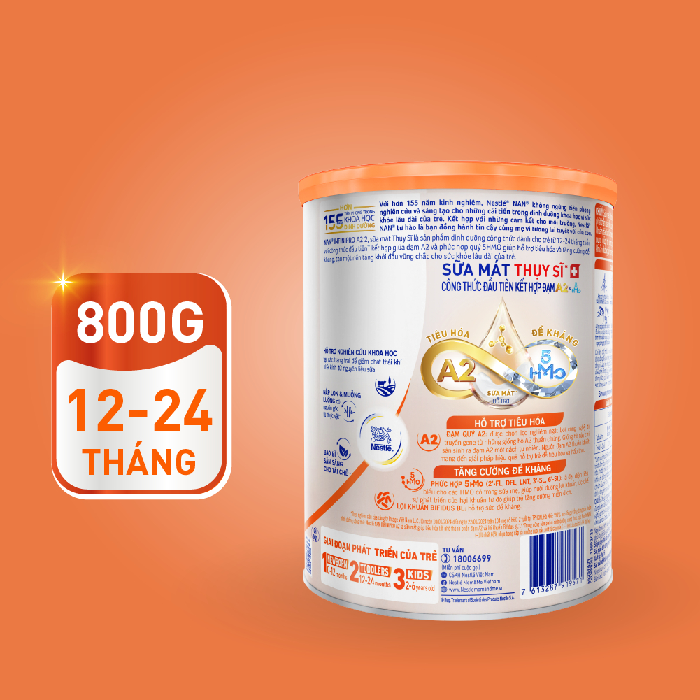Ảnh Sữa bột Nestlé NAN INFINIPRO A2 2 800g nhập khẩu Thụy Sĩ  với sự kết hợp độc đáo giữa đạm quý A2 và 5HMO 3