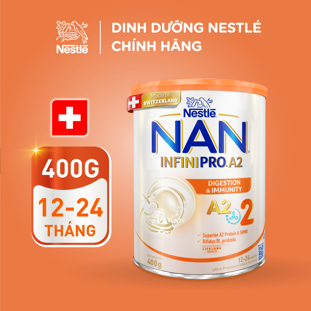 Ảnh Sữa bột Nestlé NAN INFINIPRO A2 2 400g nhập khẩu Thụy Sĩ với sự kết hợp độc đáo giữa đạm quý A2 và 5HMO 1