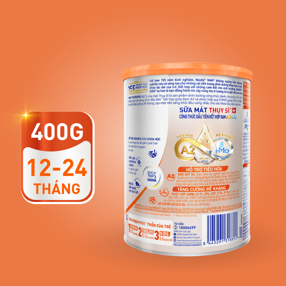 Ảnh Sữa bột Nestlé NAN INFINIPRO A2 2 400g nhập khẩu Thụy Sĩ với sự kết hợp độc đáo giữa đạm quý A2 và 5HMO 3
