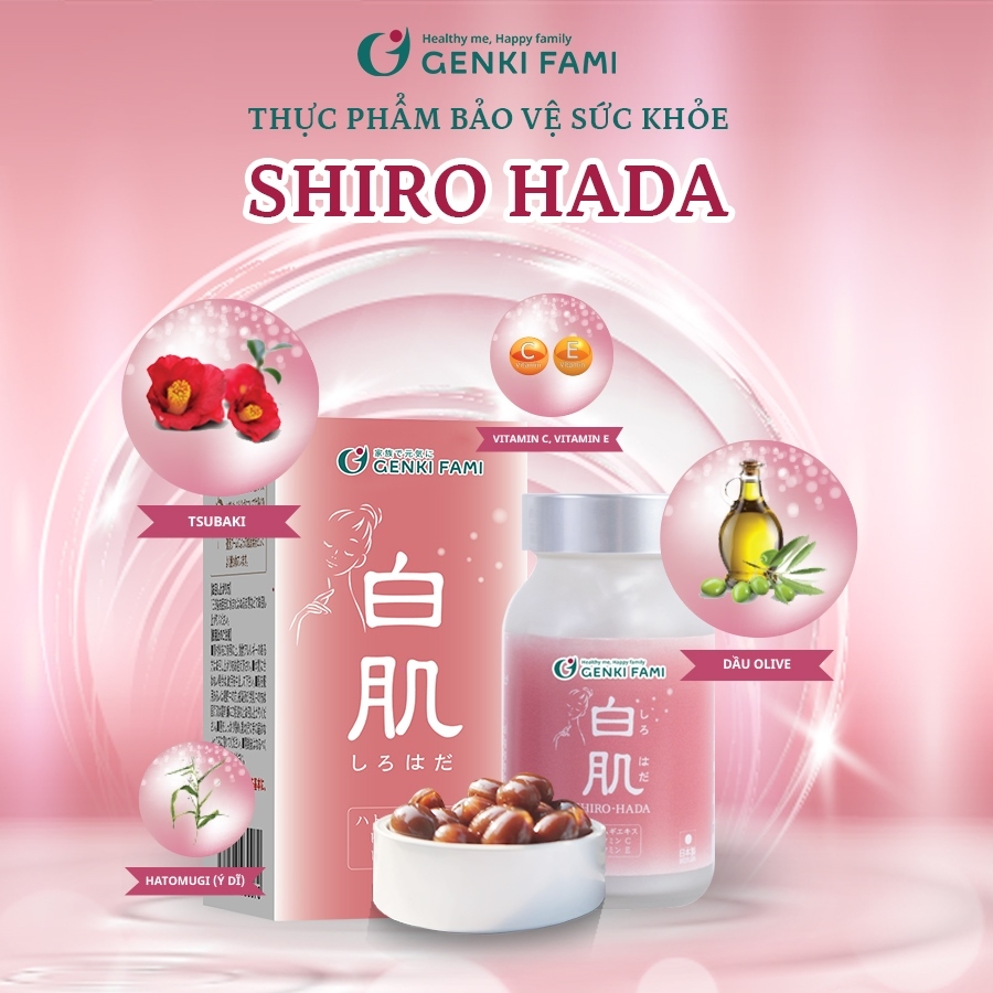 Ảnh Viên Uống Dưỡng Trắng, Ngăn Ngừa Lão Hóa, Sạm Nám, Giúp Da Đều Màu Từ Thiên Nhiên Shiro Hada Genki Fami Nhật Bản 4