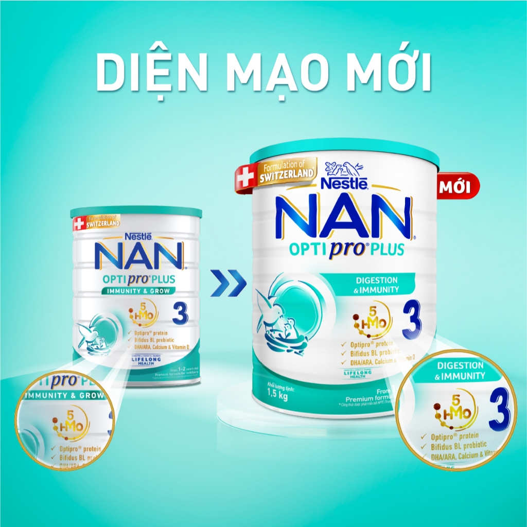 Ảnh Sữa bột Nestlé NAN OPTIPRO PLUS 3 1500g với 5HMO - Hỗ trợ Tiêu Hóa, Đề Kháng, Trí Não & Chiều Cao 2