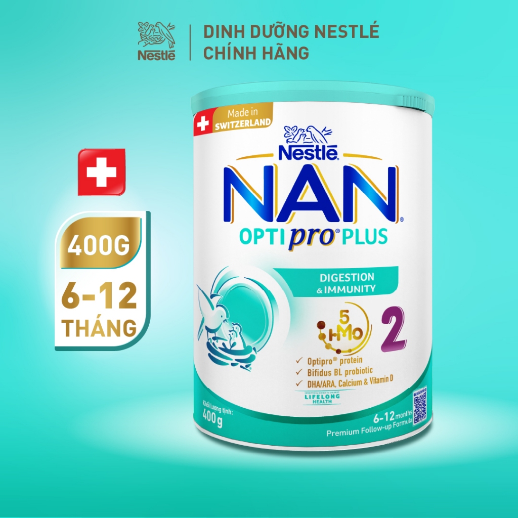 Ảnh Sữa Bột Nestlé NAN OPTIPRO PLUS 2 400g/lon với 5HMO Sản Xuất Tại Thụy Sĩ 1
