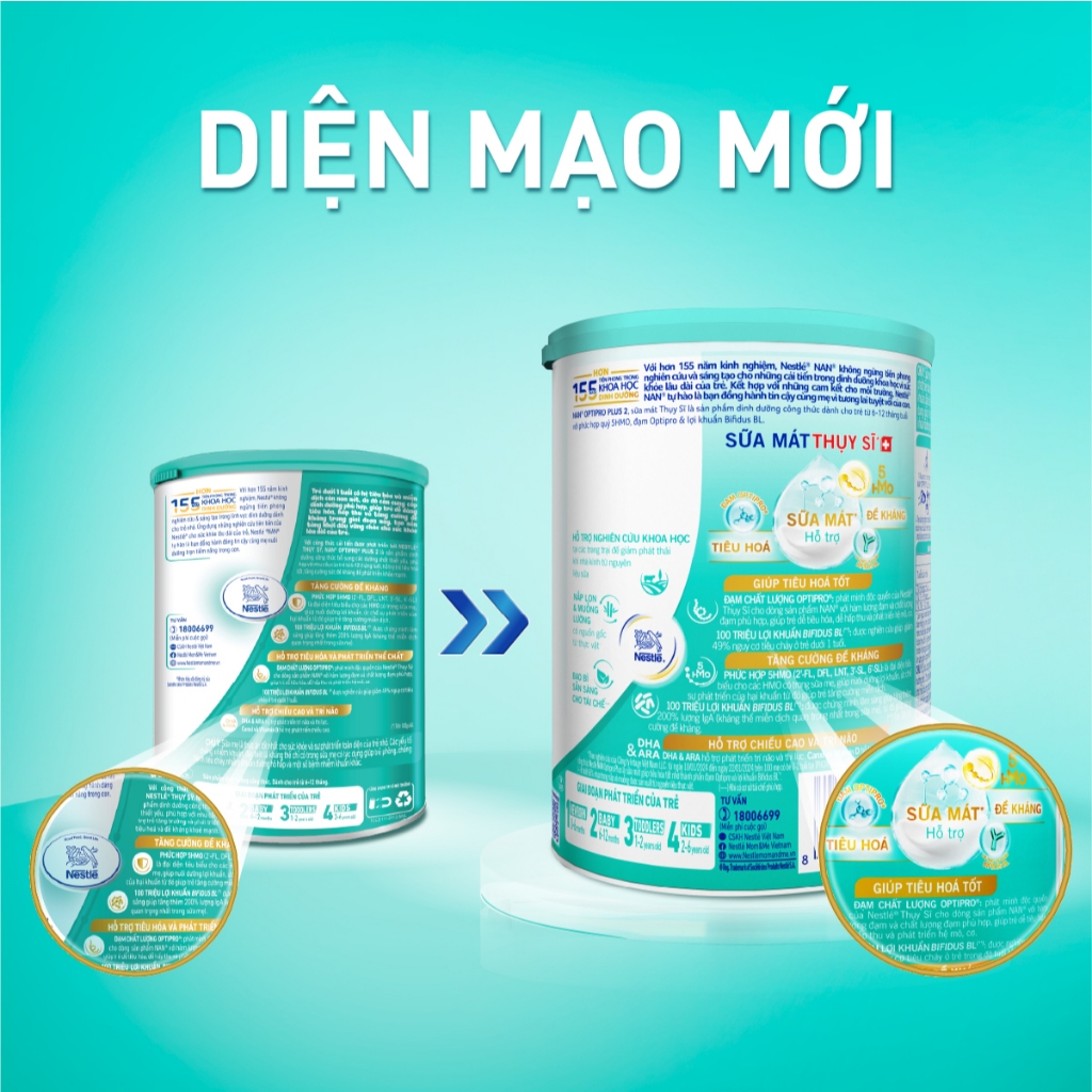 Ảnh Sữa Bột Nestlé NAN OPTIPRO PLUS 2 400g/lon với 5HMO Sản Xuất Tại Thụy Sĩ 3