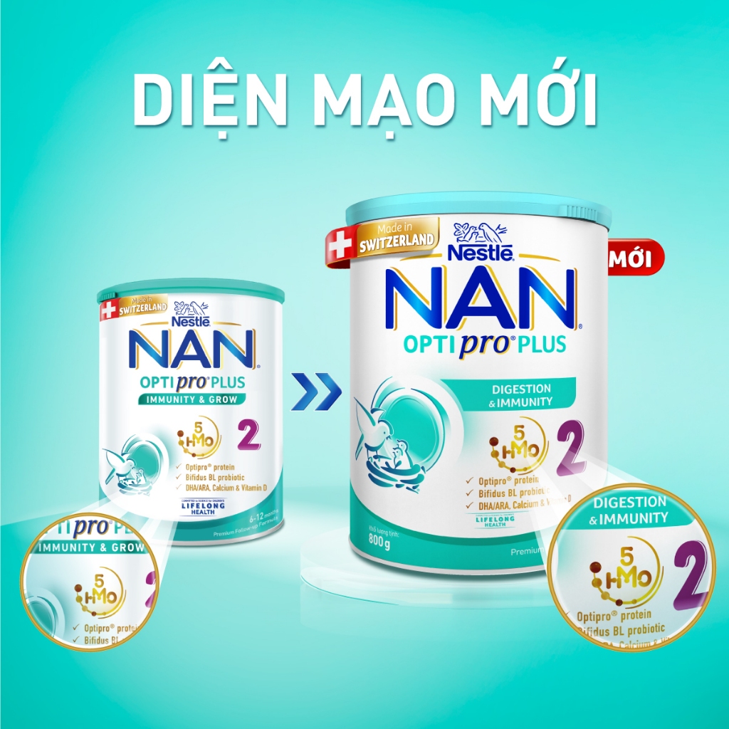 Ảnh Sữa bột Nestlé NAN OPTIPRO PLUS 2 800g nhập khẩu Thụy Sỹ với 5HMO 2