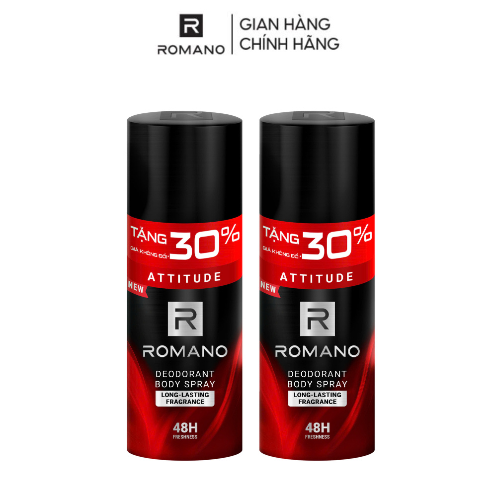 Ảnh Combo 2 Xịt toàn thân Romano ngăn mồ hôi và mùi cơ thể cho nam (195ml x 2) 3