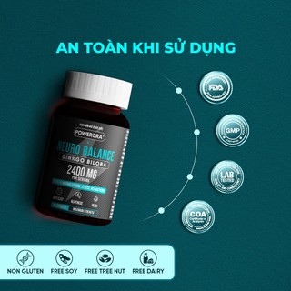 Viên Uống Powergra Neuro Balance Bổ Não, Tăng Cường Trí Nhớ, Cải Thiện Tuần Hoàn Máu Não, Tăng Tập Trung - Hộp 60 Viên