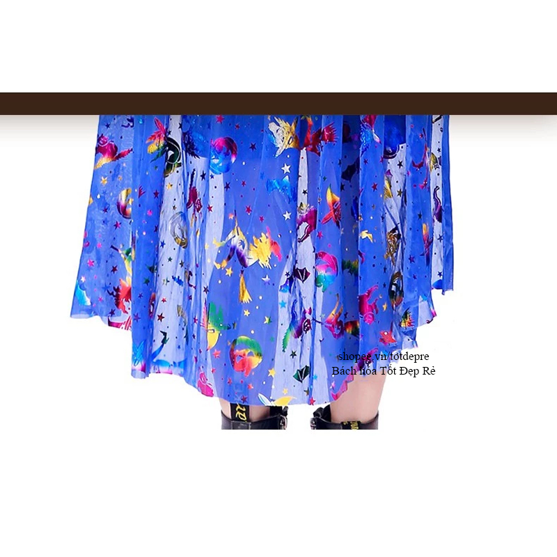 Set 2 chi tiết Mũ và choàng halloween lấp lánh 7 sắc cho bé gái bé trai hóa trang phù thủy
